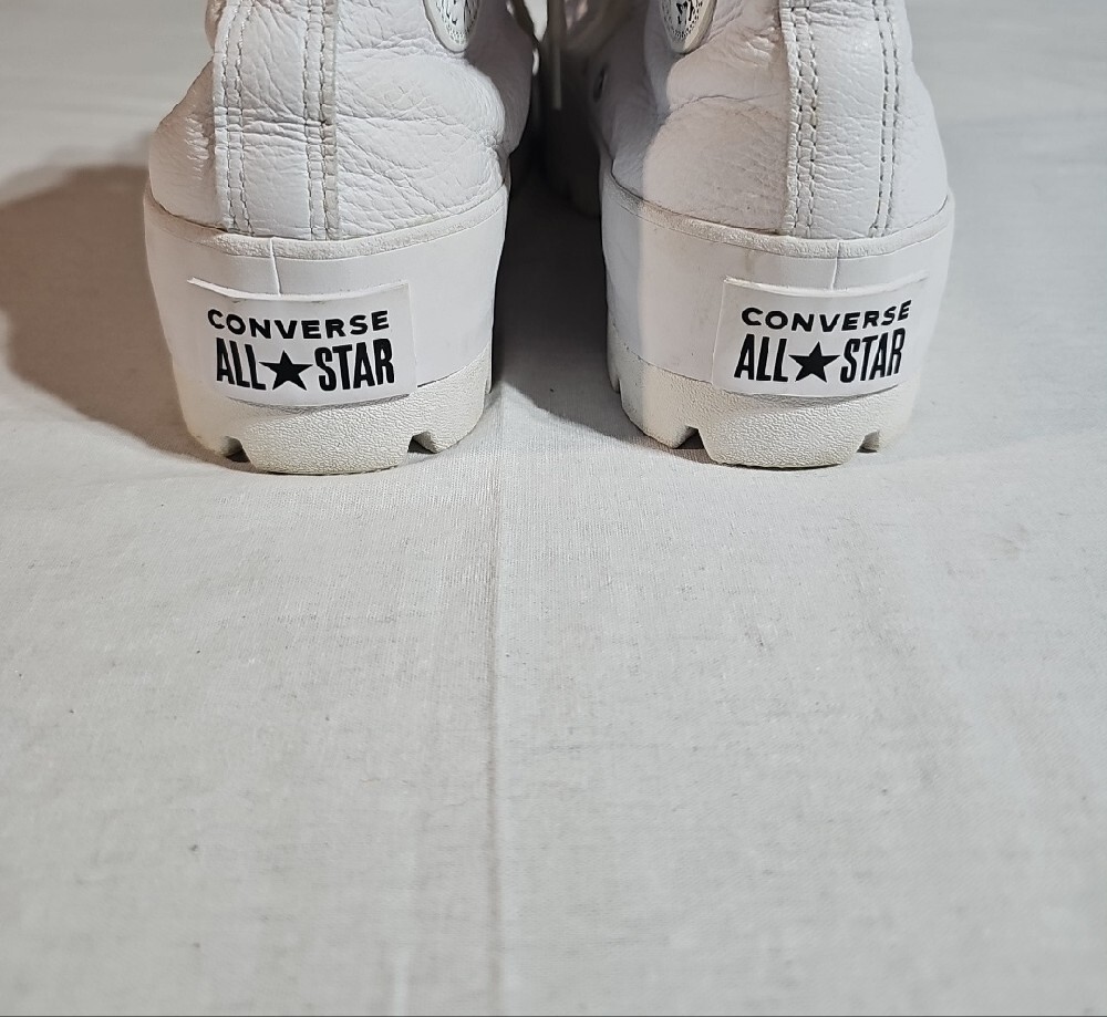 Converse White Size 7 High-Top Leather Lug Sole Sneakers - Picture 8 of 13
